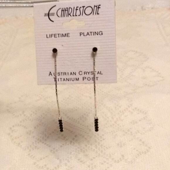 NEW Silver Plated Black Onyx Crystal Long Drop Dangle Earrings Jewelry Gifts - Picture 6 of 8